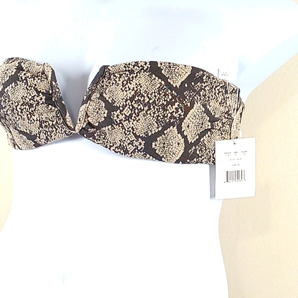 NEW Andie Bikini Medium Swim Vacation The Scala Top Black Creme Strapless - Picture 2 of 5